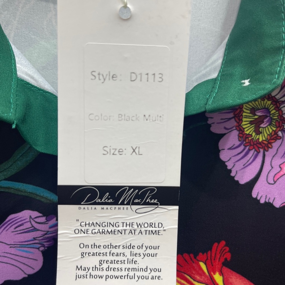 Black Floral Midi Shirt Dress with Green Trim - Picture 12 of 16